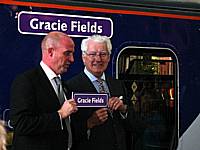 Gracie's nephew Dougie Wakefield receives a replica nameplate from Northern's Lee Wasnidge after performing the naming ceremony on October 3rd 2009.  Susan J. Smith.